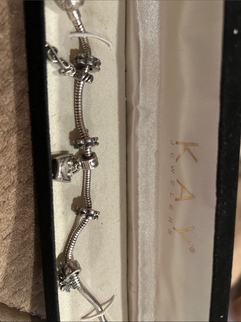 Kay Jewelers Silver Charm Bracelet with Dangle Charms